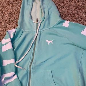 PINK teal zip up sweatshirt
